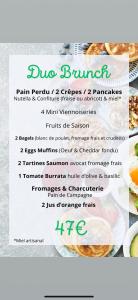 a flyer for a meal program with a list of food items at La Roulotte du Maine SAINTES in Saintes