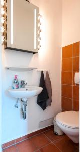 ヴァルスローデにあるKleines Apartment in der Cityの洗面台とトイレ付きのバスルーム
