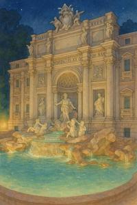 a painting of the trevi fountain at night at Recanto Central in Serra Negra