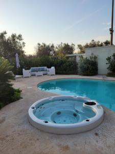 einen Swimmingpool mit Whirlpool im Hof in der Unterkunft Villa Erika, Landidyll bei Ostuni in San Vito dei Normanni