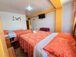 Postel nebo postele na pokoji v ubytování HOSTAL ACUARIUS PUNO