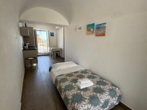 a small room with a bed and a kitchen at Borgo Ninni - CASA CARLY in San Vito Chietino