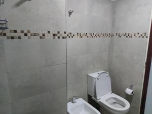 a bathroom with a toilet and a sink at Departamento Céntrico in Puerto Madryn