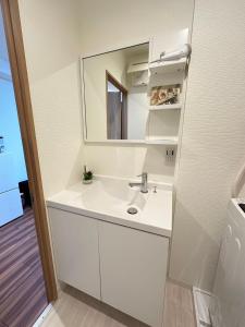 ein Badezimmer mit Waschbecken und Spiegel in der Unterkunft SOLASIA residence 北上野401 in Tokio + 15 Fotos