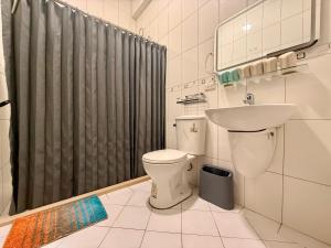 小琉球にある尹居 包棟民宿のトイレ、洗面台、シャワー付きのバスルーム