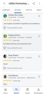 a screenshot of a cell phone showing the settings for a user at Udita Homestay Prayas in Shānti Niketan