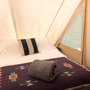 Tinker the Bell Tent at Pentref Luxury Camping客房内的一张或多张床位
