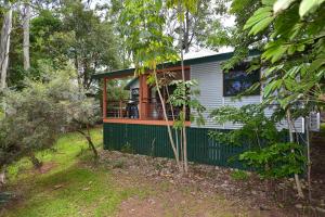 a small house with a tree in front of it at Bushland Cottages and Lodge in Yungaburra