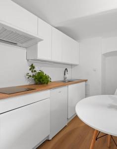 Kuchyň nebo kuchyňský kout v ubytování Apartmány Ústup