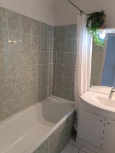 a bathroom with a bath tub and a sink at La Cigale d'Avignon in Saint-Saturnin-lès-Avignon +9 photos