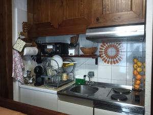 a kitchen with a sink and a counter top at Fiocco di sole Apartment in Sestriere