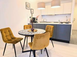 Küche/Küchenzeile in der Unterkunft Ferienwohnung Lieblingssuite am Strand