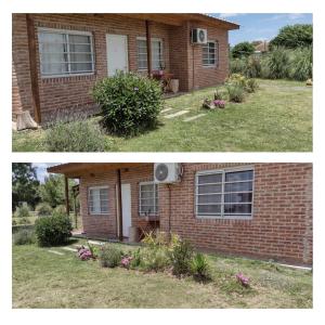 two pictures of a brick house before and after at Casa Quinta San Miguel del Monte in San Miguel del Monte