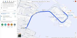 a map with a blue line on it at Apartamento à 3min do Aeroporto in São José dos Pinhais