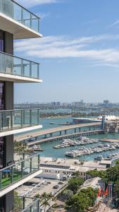 a view of a marina with boats in the water at 2-Bedr Downtown Miami Condo Bay Views in Miami