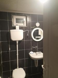 Un baño pequeño con inodoro y lavabo. en 3M sobe, en Bečej
