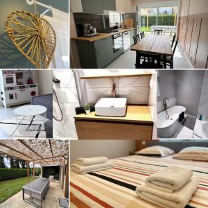 Kuchyň nebo kuchyňský kout v ubytování Cottage Dolce vita à Bobital