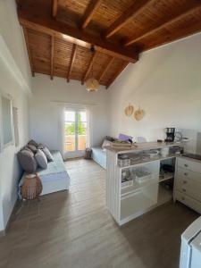 a room with a desk and a bed in it at Oleander Apartment in Agios Georgios
