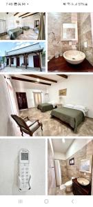 un collage de fotos de un dormitorio y una habitación en Hotel Carretas 2, en Jalpan