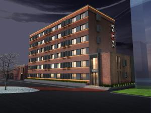 a rendering of a hotel with a building at Happy Dragon Universal Vacation Hotel - close to Universal Studio and Wanda Plaza,free shuttle to the Resort,Free Coffee,Laundry in Beijing