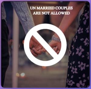 a sign that says un married couples are not allowed at Sapphire Asta Apartments in Hyderabad