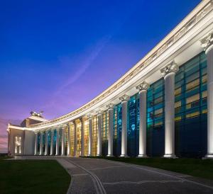 a large building with columns on the side of it at The Land Of Legends Kingdom Hotel - All-in Concept in Belek
