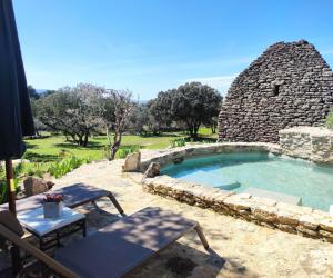 a small swimming pool in a stone building at Le Mas Natán in Gordes