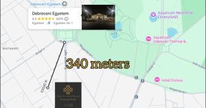 a map of the metro stations inefficiencies at Central Greatforest Apartman 2 in Debrecen