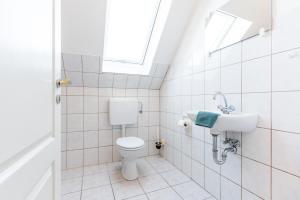 une salle de bain avec toilettes et lavabo dans l'établissement Am Hinrichsberg oben, à Staberdorf