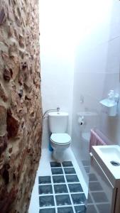 a bathroom with a white toilet and a sink at Ca'ls avis in Serra +15 photos