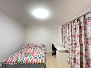保尔罕希尔斯J Room的卧室里有一张床和一张书桌