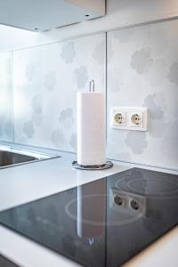 a roll of paper towels on a counter in a kitchen at YOUNG VIENNA by JR City Apartments in Vienna