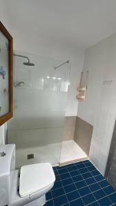 a bathroom with a shower and a toilet at Casa Ángeles in Benicàssim +16 photos