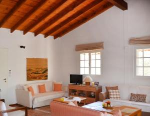 TV a/nebo společenská místnost v ubytování Agrilis Cottage near the beach