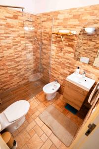 a bathroom with a toilet and a sink and a shower at Lindo Piso a 5 min del Aeropuerto Tenerife Sur TFS in San Miguel de Abona