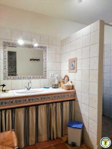 a bathroom with a sink and a mirror at Chez pailhas in Régades +36 photos