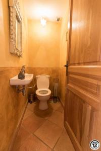a bathroom with a toilet and a sink at Le volp in Le Plan +29 photos