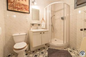a bathroom with a shower and a toilet and a sink at Comà a l'ostal in Montégut-Lauragais +27 photos