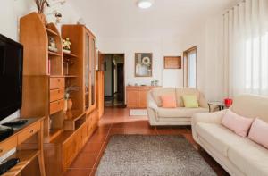 a living room with a couch and a tv at Quartos para Férias - Apúlia in Apúlia
