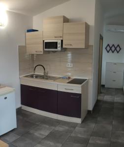 a kitchen with a sink and a microwave at Apartment Anita in Fažana