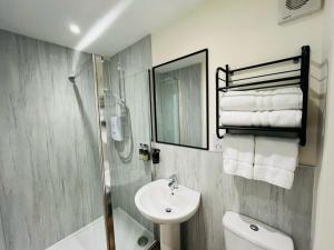 a bathroom with a sink and a toilet and a shower at Viewforth Studio No.4 in Fort William