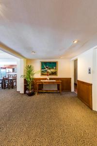 a lobby with a table and a potted plant at Apartur Catedral in San Carlos de Bariloche +127 photos