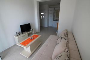 a living room with a couch and a flat screen tv at Apartments Marovic in Herceg-Novi