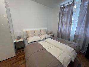 a bedroom with a large bed and a window at Schöne 3 Zimmer Wohnung in Top Lage Heidelberg 1 OG in Heidelberg