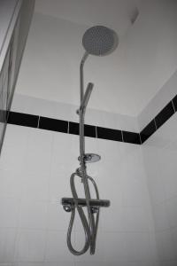 a shower in a bathroom with a shower head at Bed & Breakfast Onder de Dekens in Harderwijk