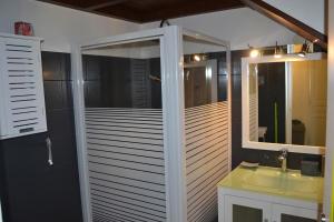 a bathroom with a sink and a mirror at Eden Kay in Les Trois-Îlets