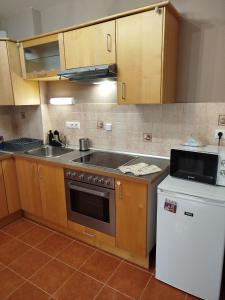 a kitchen with a sink and a stove top oven at Dream Destination Apartment in Budapest +28 photos