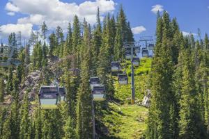 un giro in gondola su uno skilift con alberi di 4368 Founders Pointe Cozy WP Village Condo a Winter Park