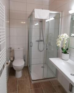 Koupelna v ubytování Hotel Am Greiner