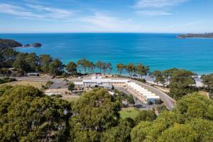 an aerial view of the resort and the ocean at Lufra Beachside Hotel in Eaglehawk Neck